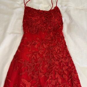 Sherri Hill Red Scarlet Floral Mini Dress Size 6